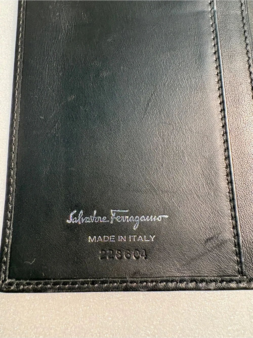 Authentic Ferragamo Vara Black Canvas Leather Long Wallet COA